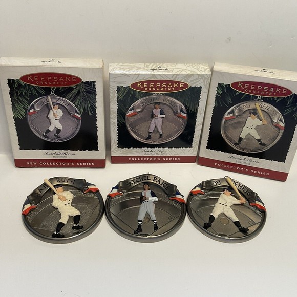 Hallmark Keepsake Ornaments Baseball Heroes B. Ruth,Lou Gehrig, Satchel Paige - Picture 2 of 5